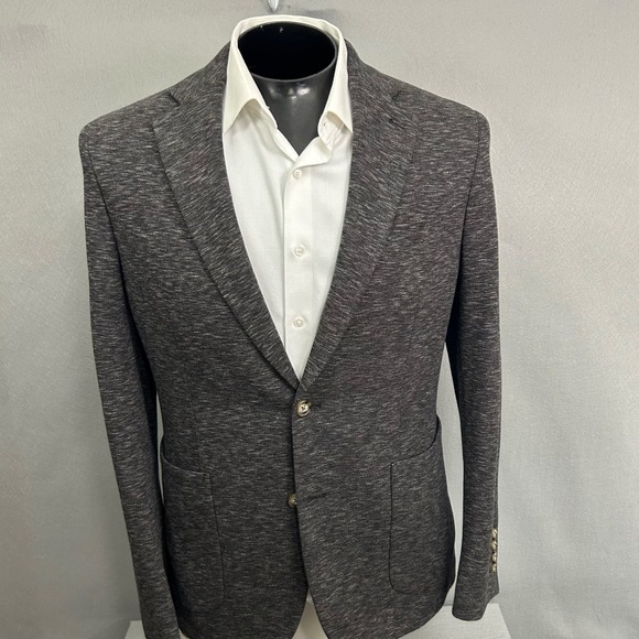 Pelago Riserva Mens 40R Slim Fit Unstructured Gray Cotton Blend Blazer Modern - Picture 1 of 14